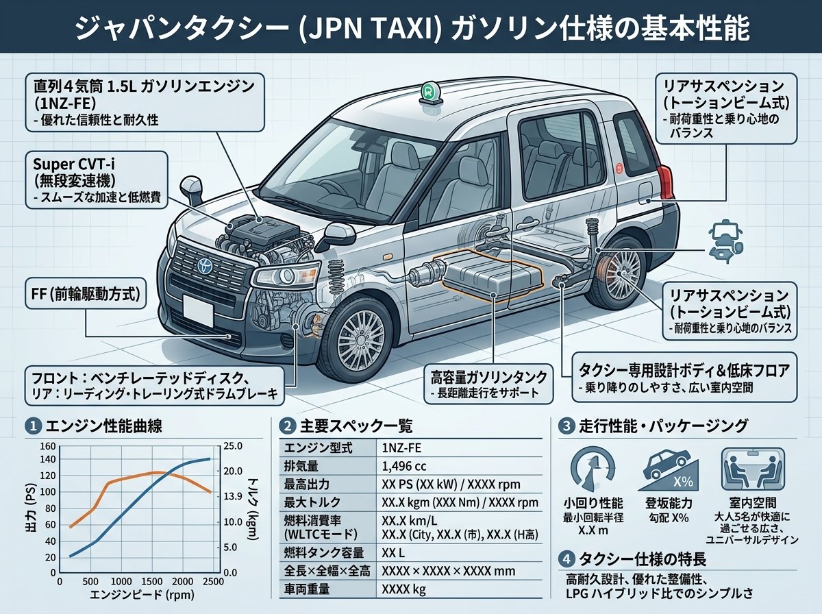 ジャパンタクシー ガソリン仕様の基本性能