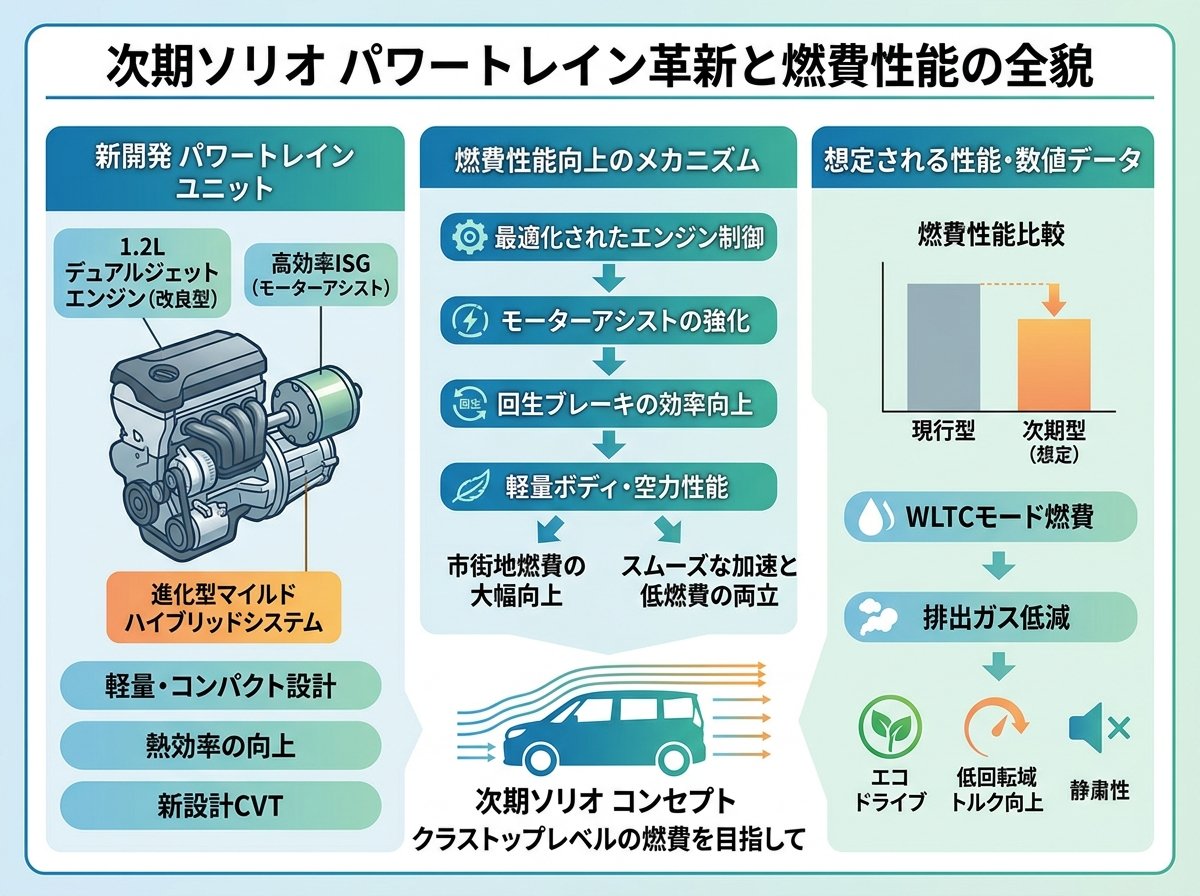 次期ソリオ パワートレイン革新と燃費性能