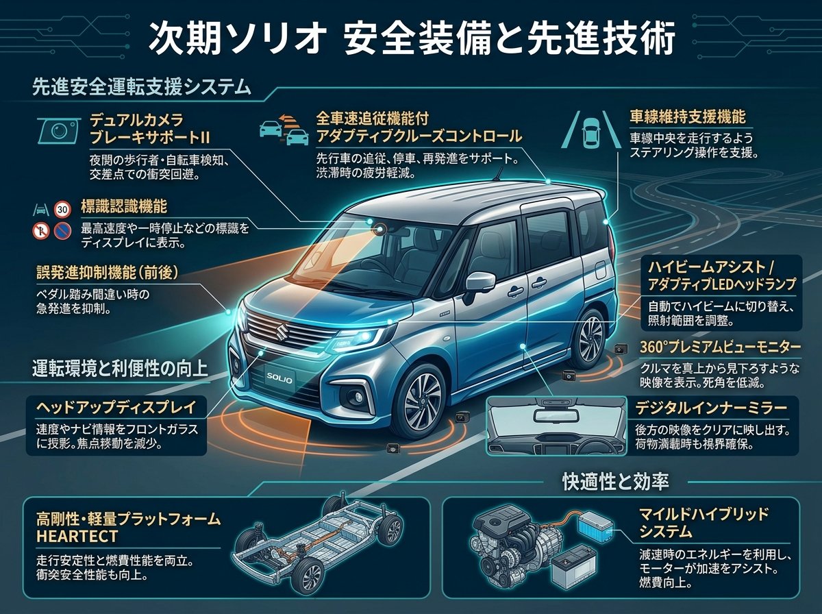 次期ソリオ 安全装備と先進技術
