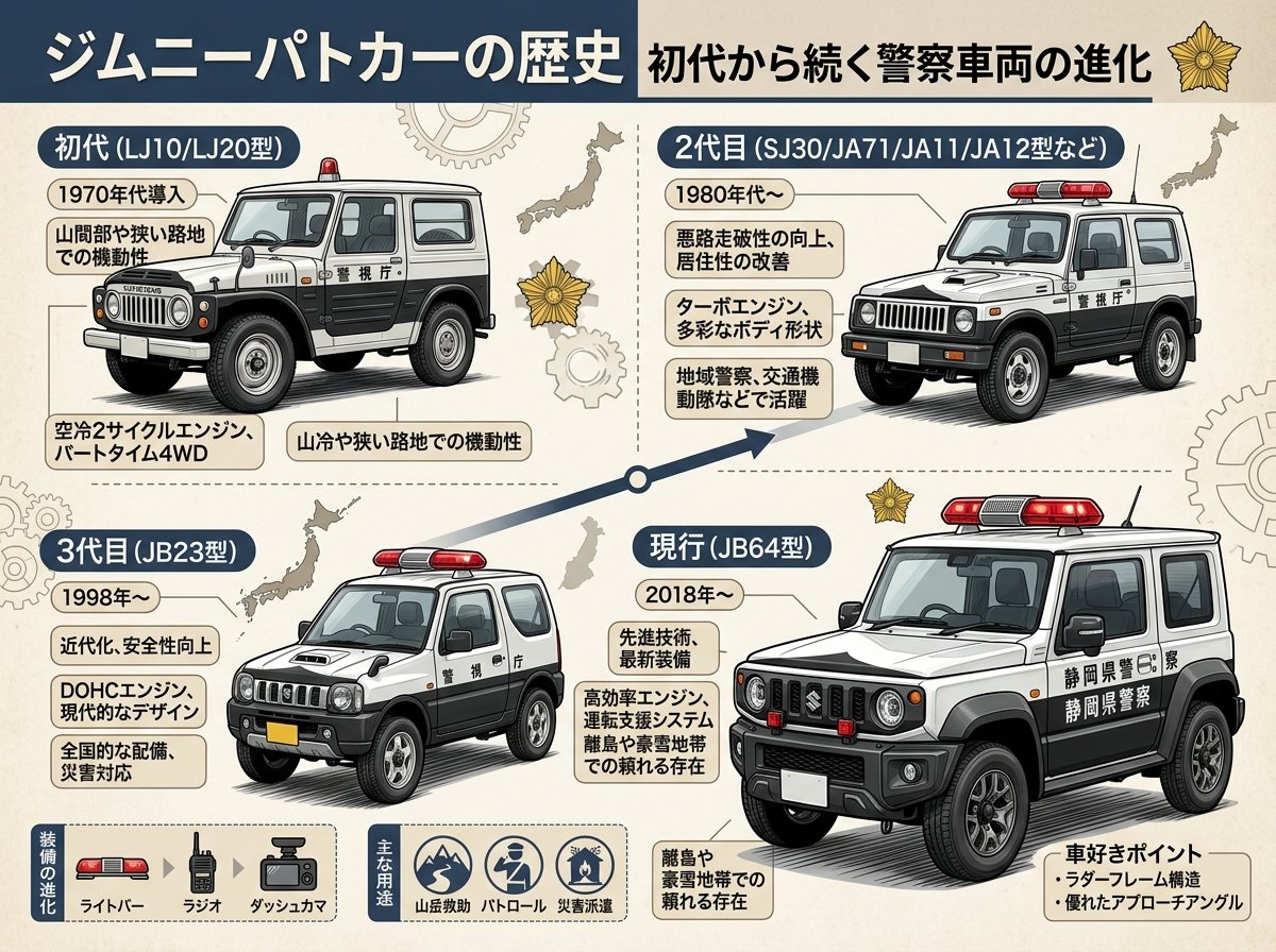 ジムニー パトカー初代から続く警察車両の歴史