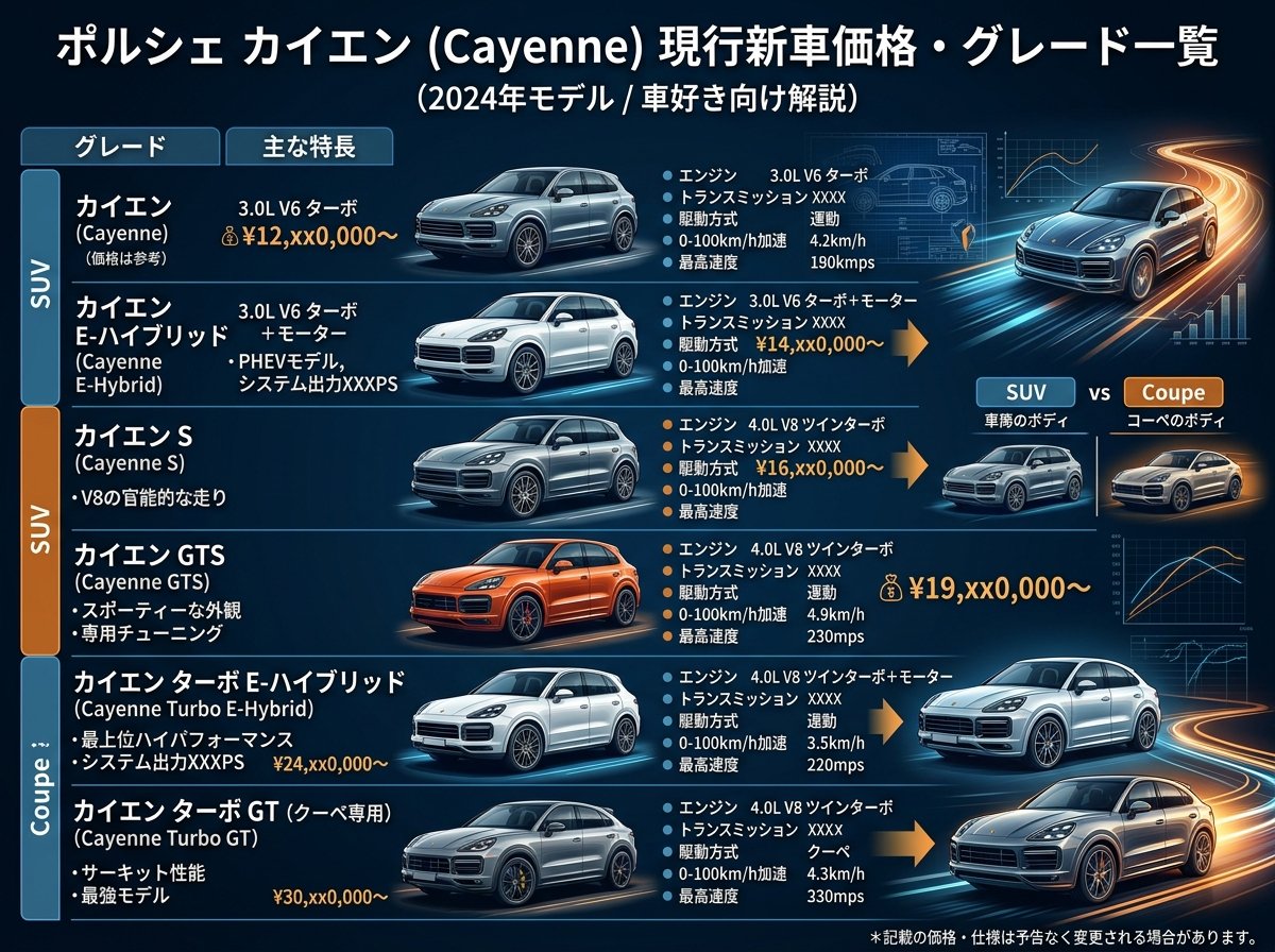 カイエン ポルシェの現行新車価格・グレード一覧