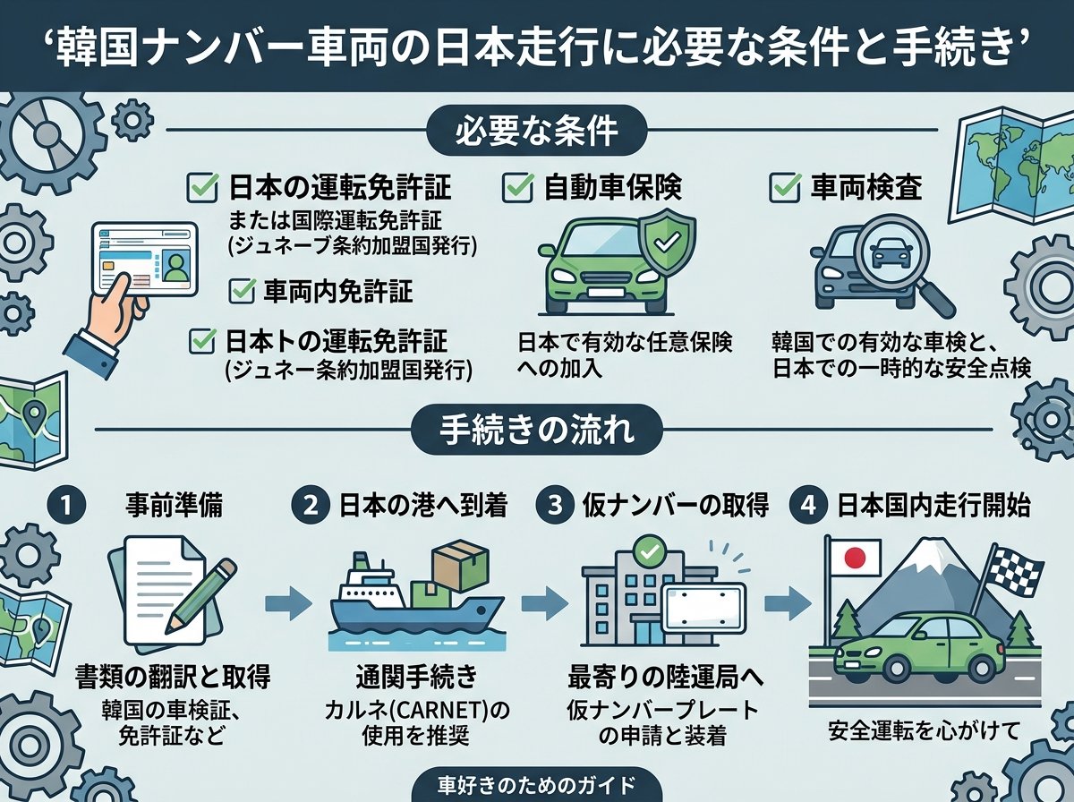 韓国ナンバー車両の日本走行に必要な条件と手続き
