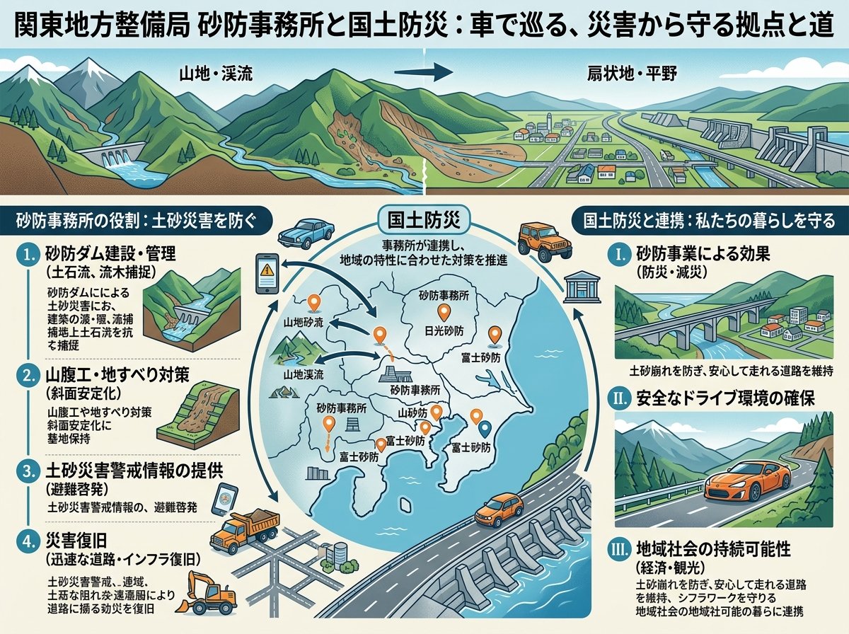 関東地方整備局の事務所一覧における砂防事務所と国土防災