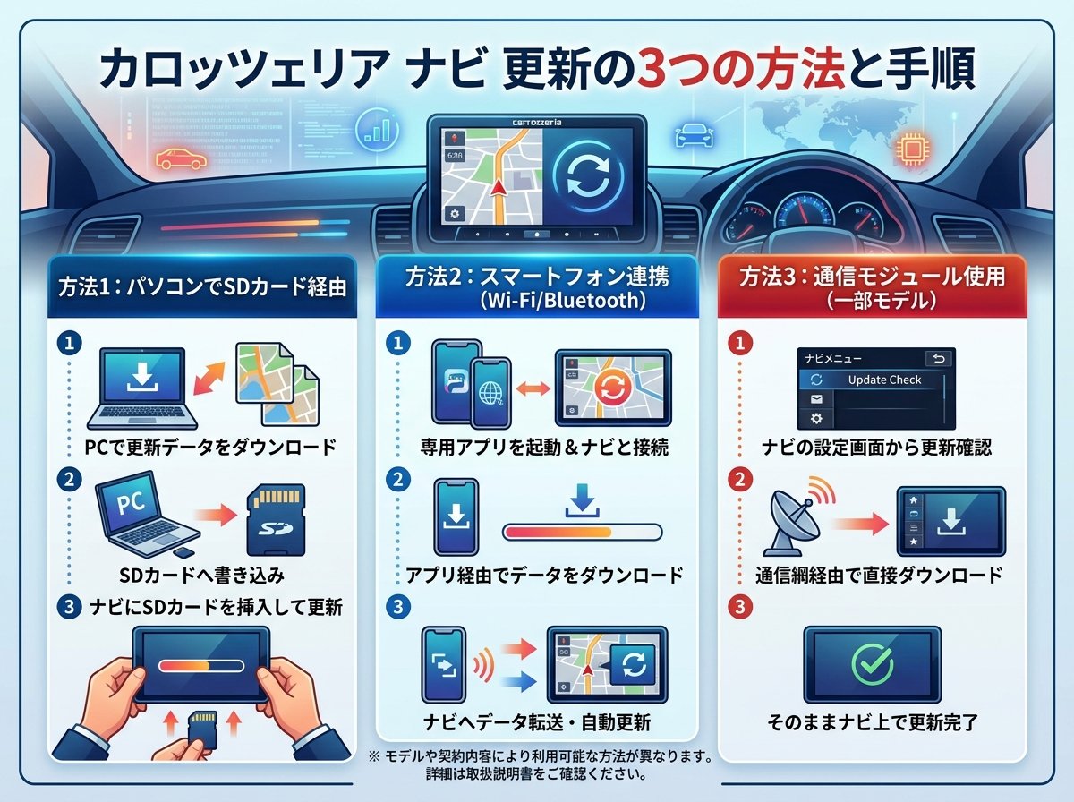 カロッツェリア ナビ 更新の3つの方法と手順