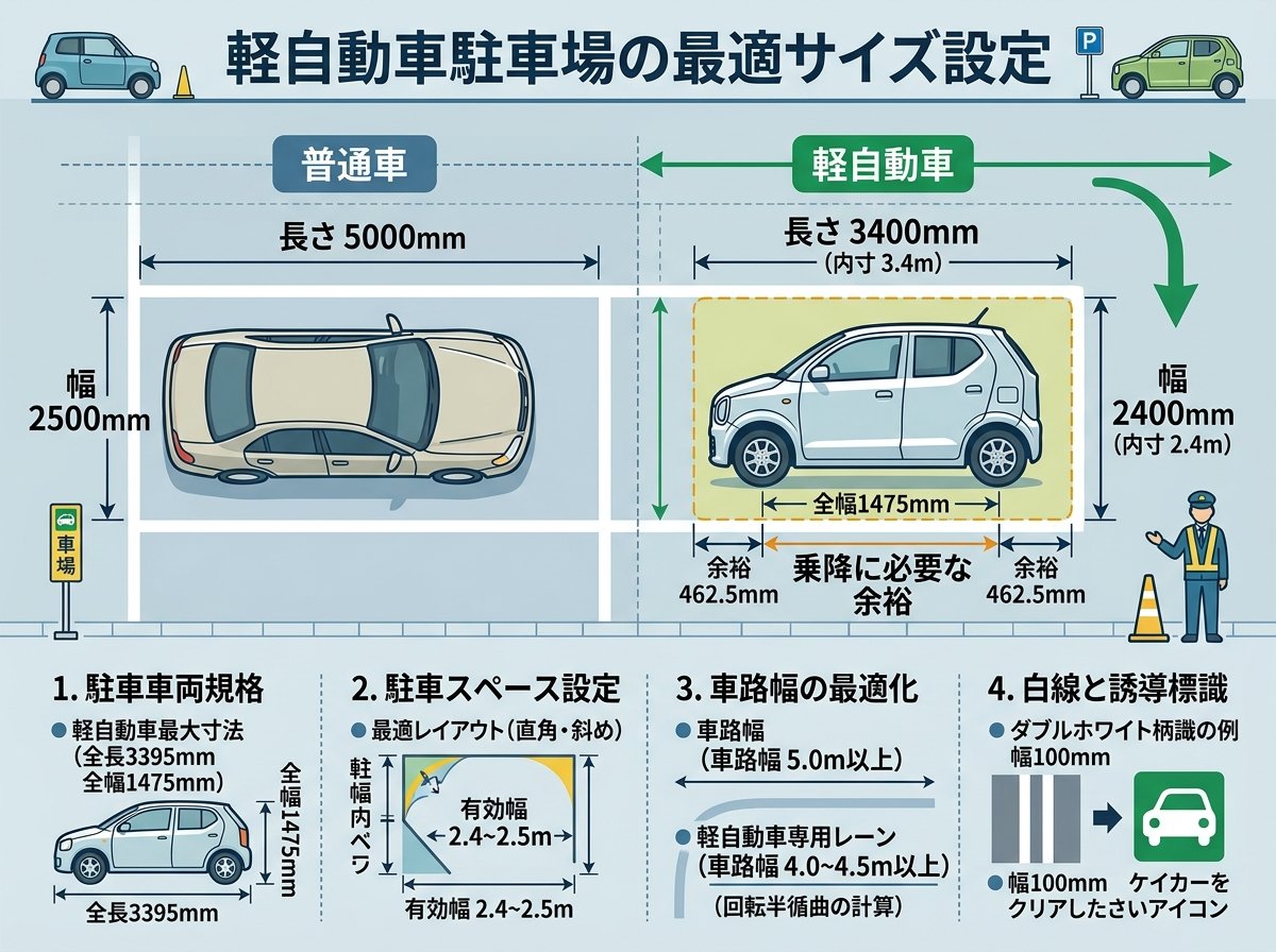 軽駐車場の最適サイズ設定