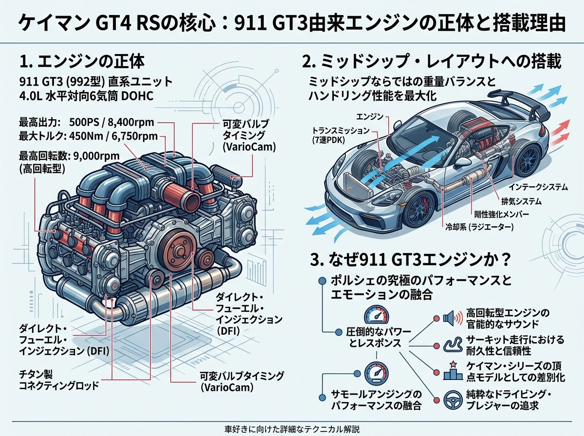 ケイマン gt4 rsの核心：911 GT3由来エンジンの正体と搭載理由