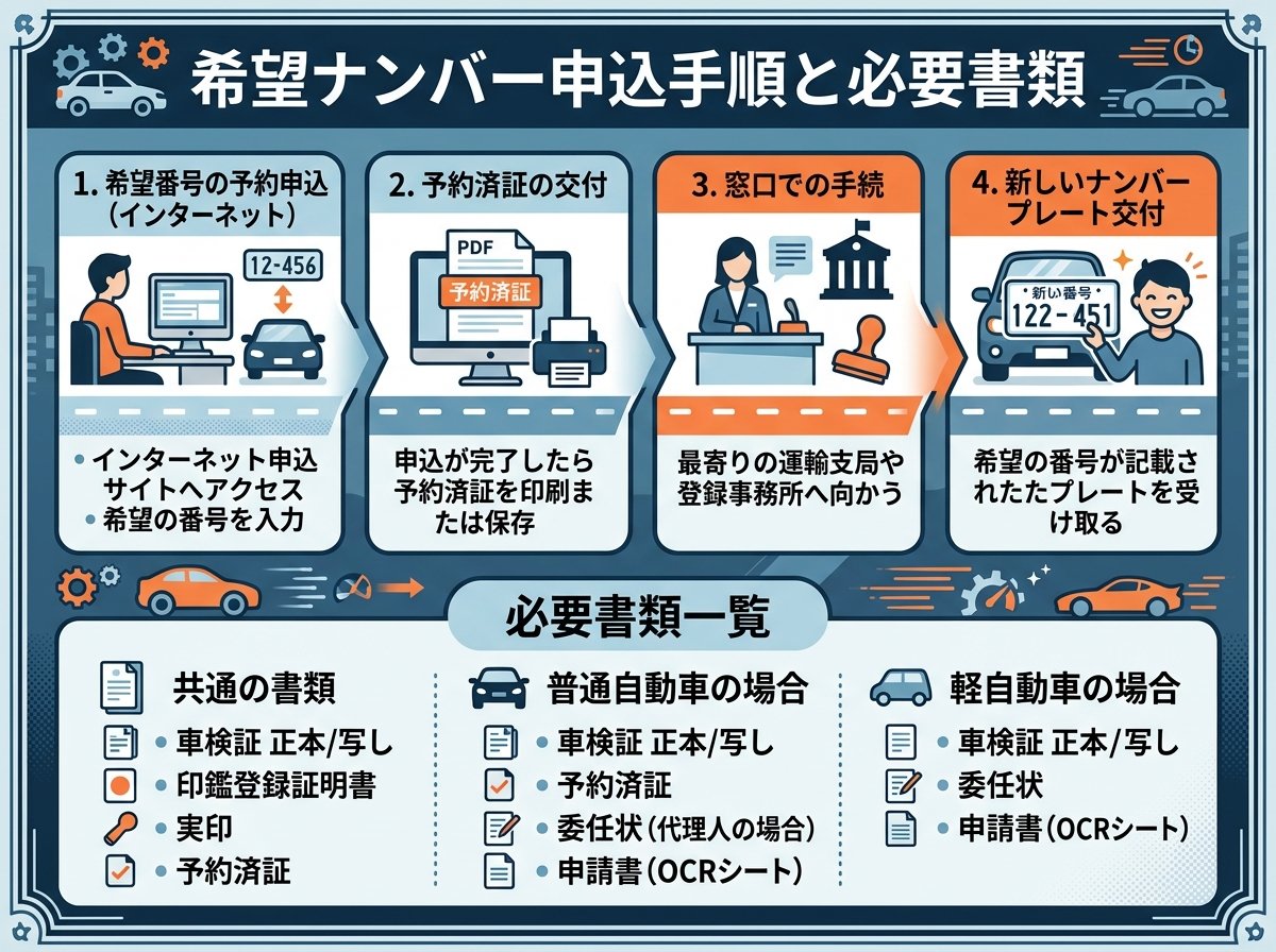 希望ナンバー申込手順と必要書類