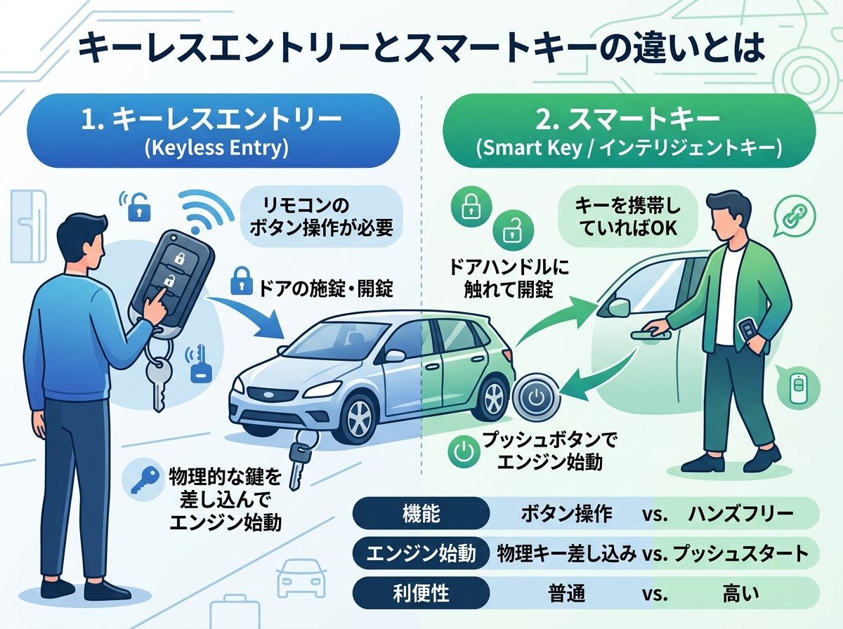 キーレスエントリーとスマートキーの違いとは