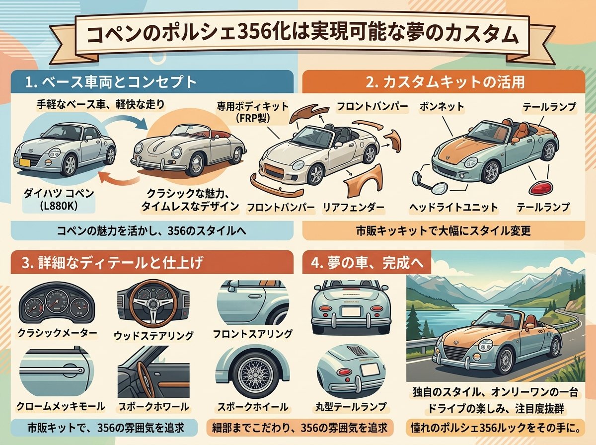 コペンのポルシェ356化は実現可能な夢のカスタム