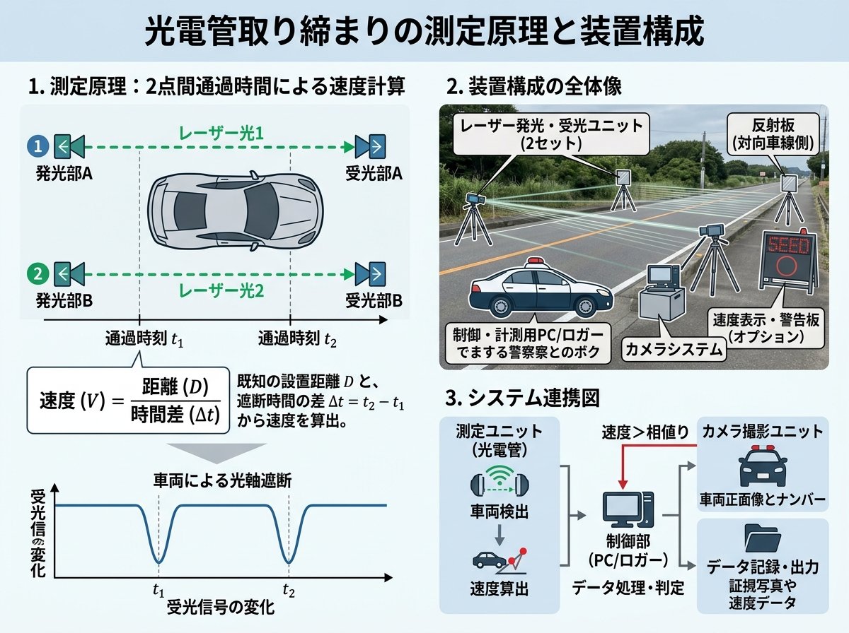 光電管取り締まりの測定原理と装置構成