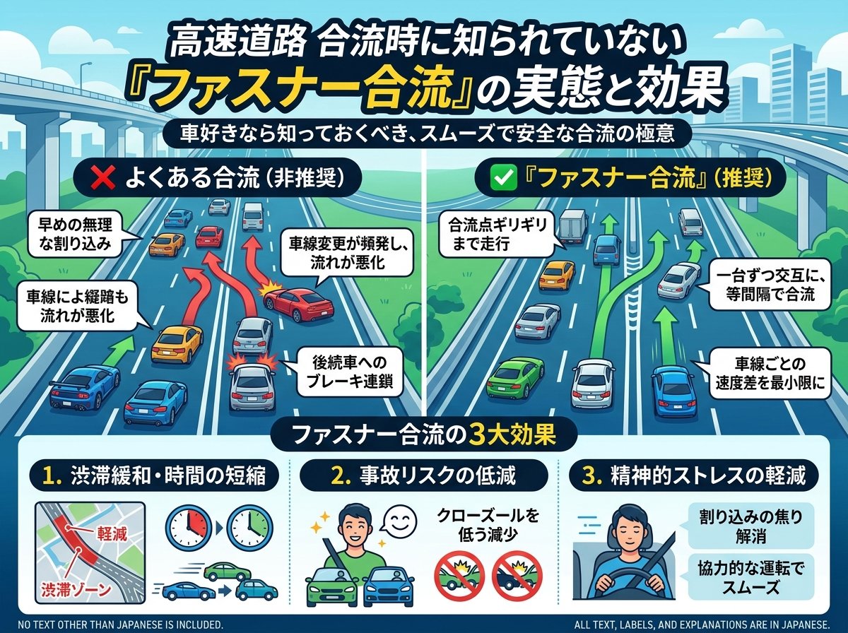高速道路 合流時に知られていない「ファスナー合流」の実態と効果
