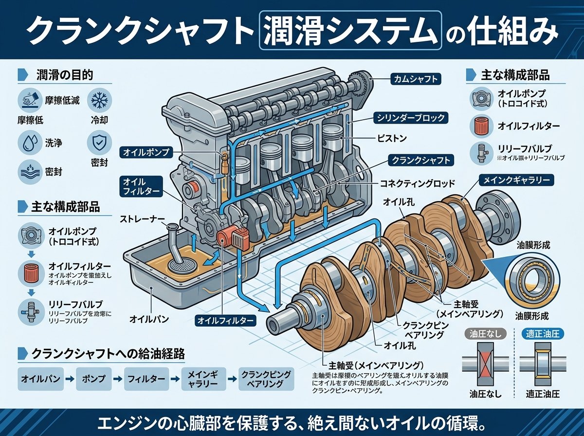 クランクシャフト 潤滑 システム 仕組み