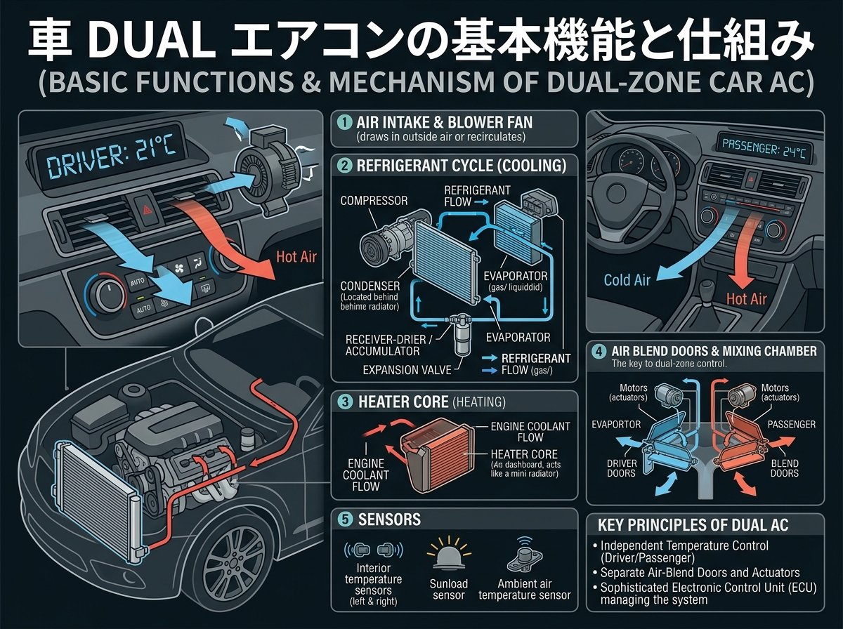 車 dual エアコンの基本機能と仕組み