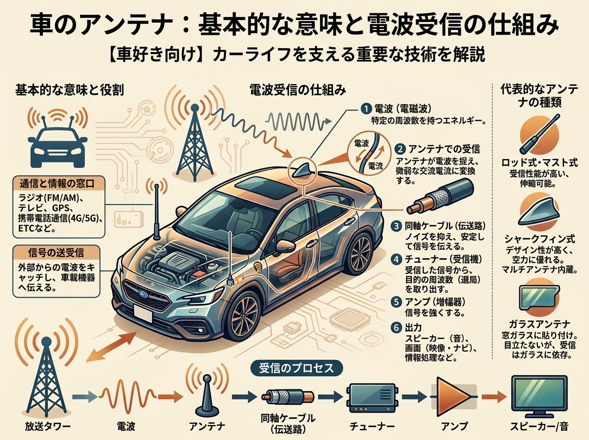 車のアンテナの基本的な意味と電波受信の仕組み
