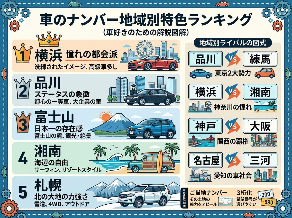 車のナンバー地域別特色ランキング