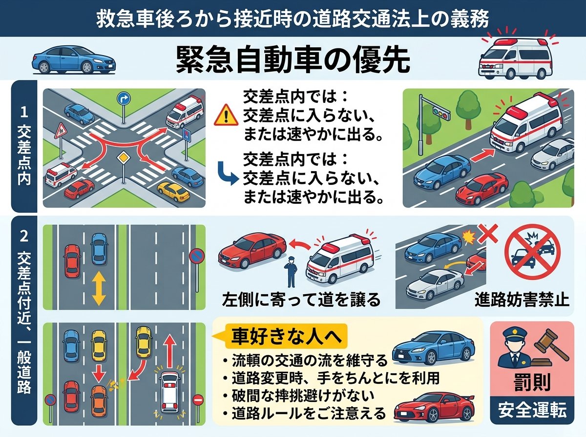 救急車後ろから接近時の道路交通法上の義務
