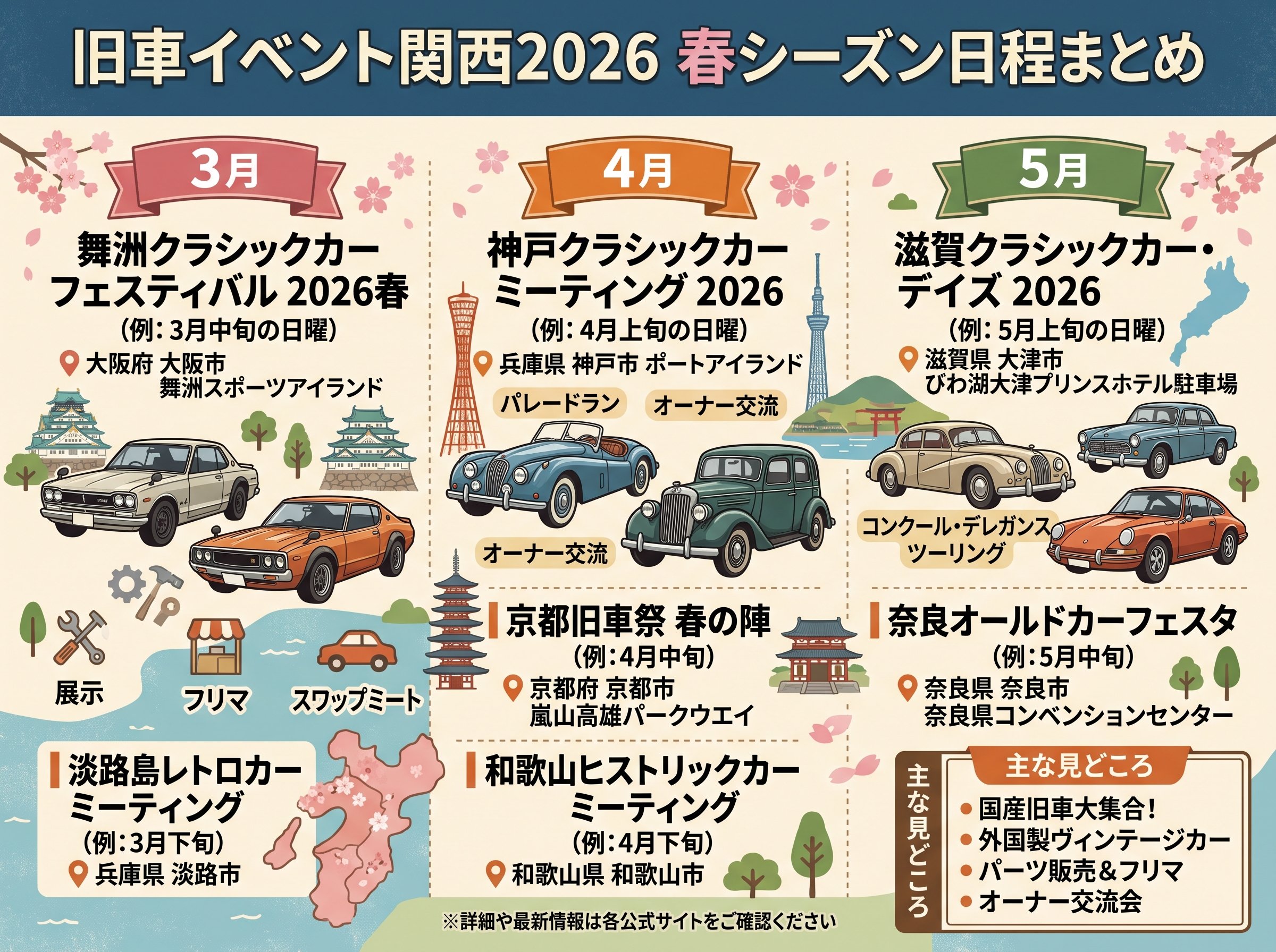 旧車イベント関西2026の春シーズン日程まとめ