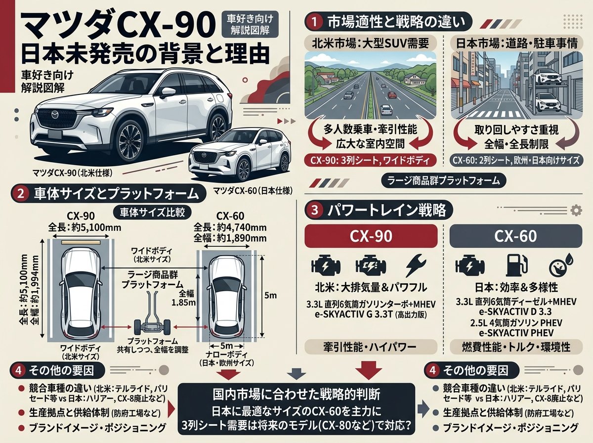 マツダCX90の日本未発売の背景と理由