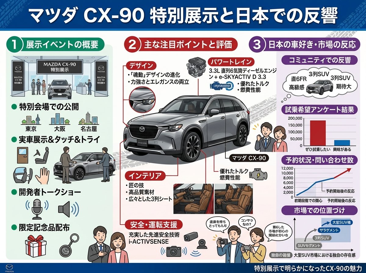 マツダCX90の特別展示と日本での反響