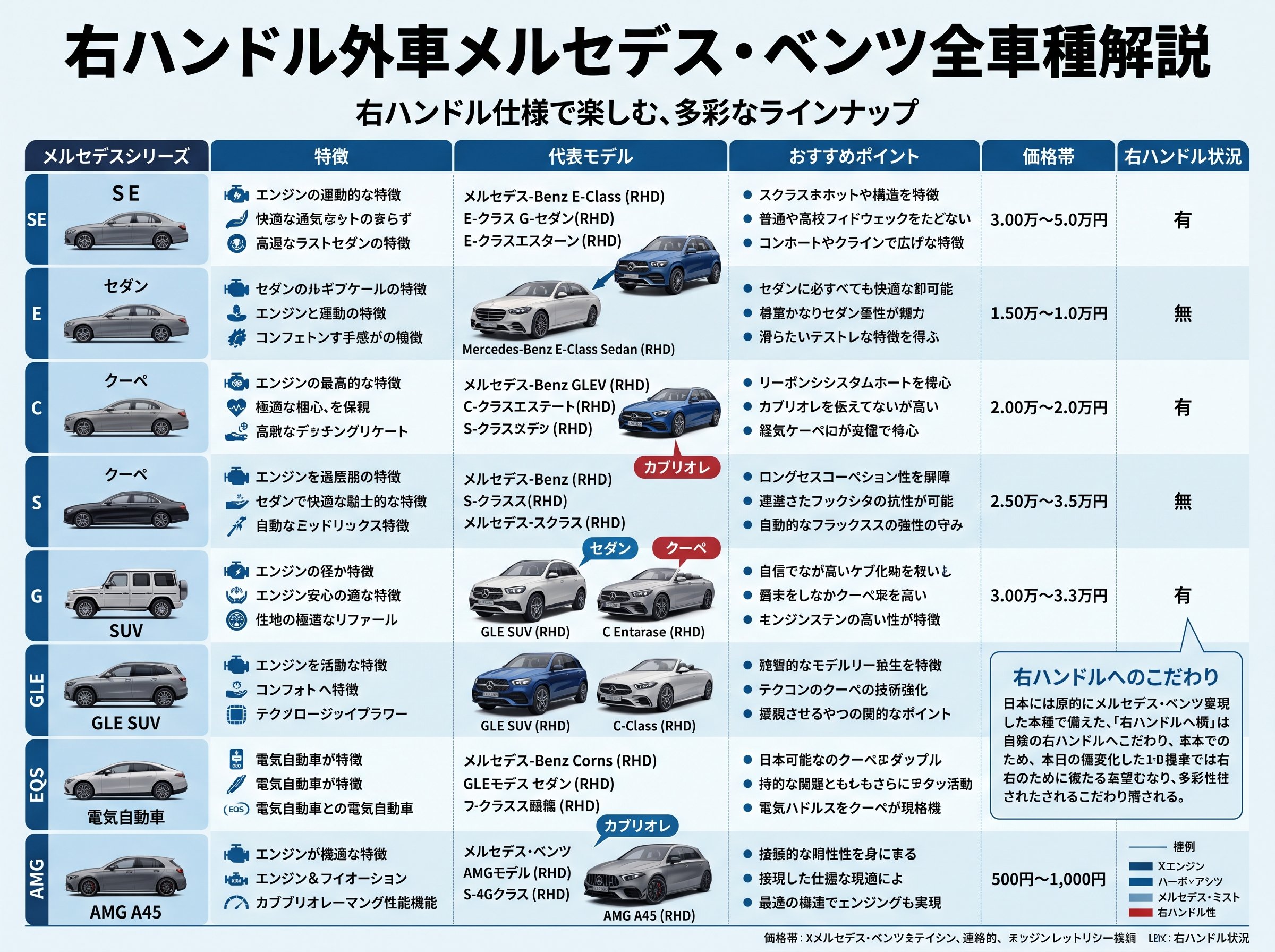 右ハンドル外車メルセデス・ベンツ全車種解説
