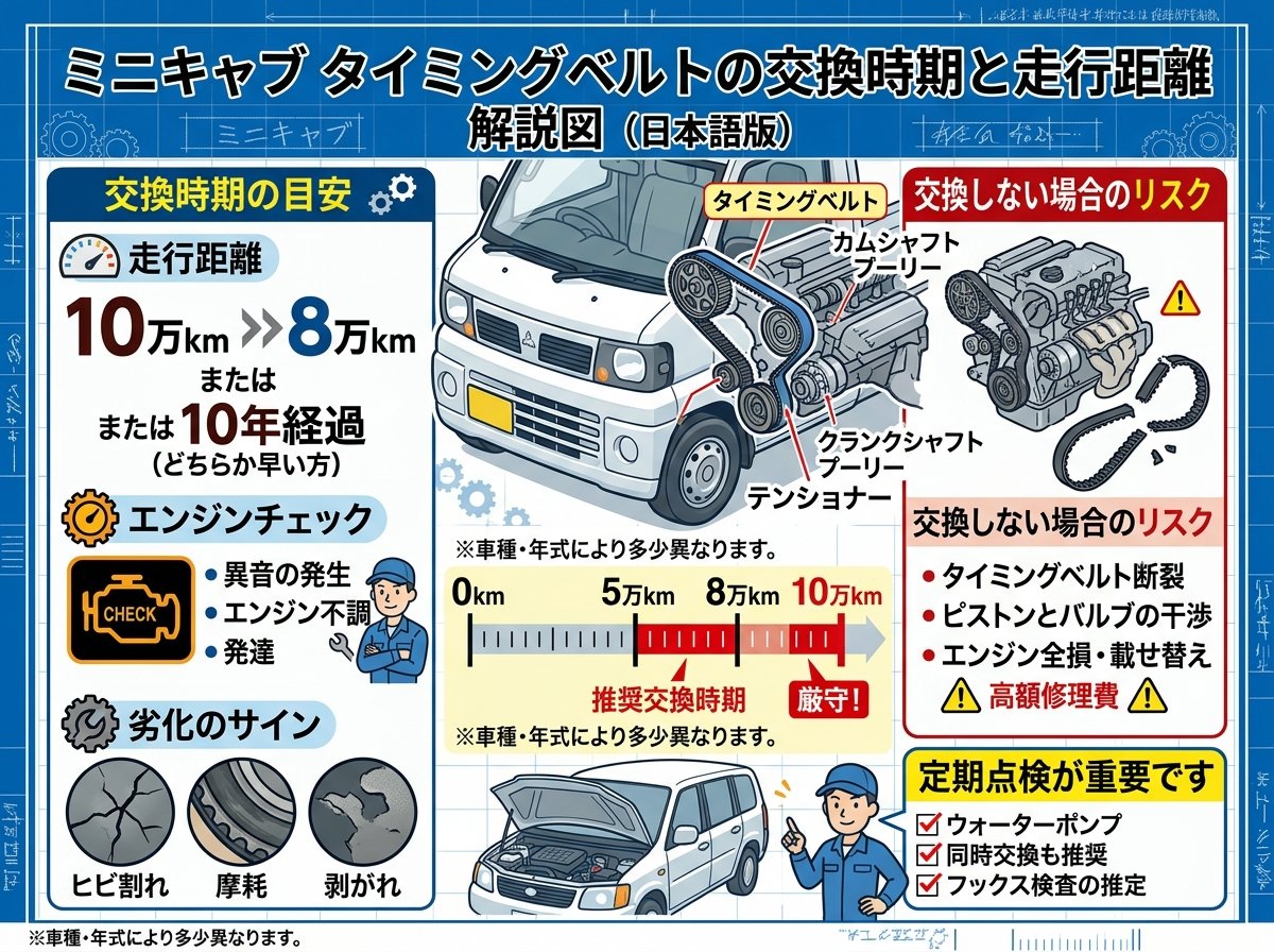 ミニキャブ タイミングベルトの交換時期と走行距離