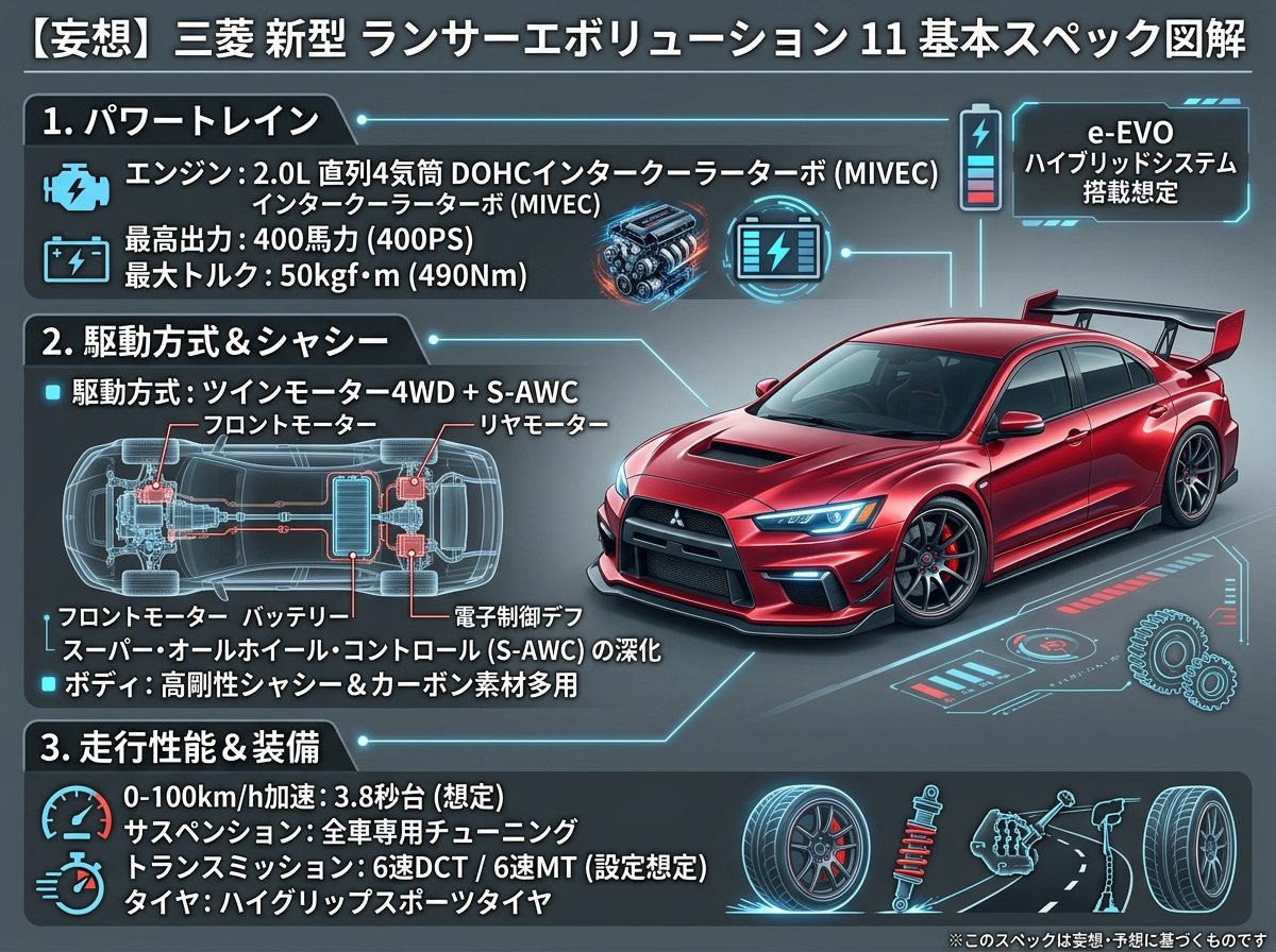 三菱新型ランサーエボリューション11の基本スペック