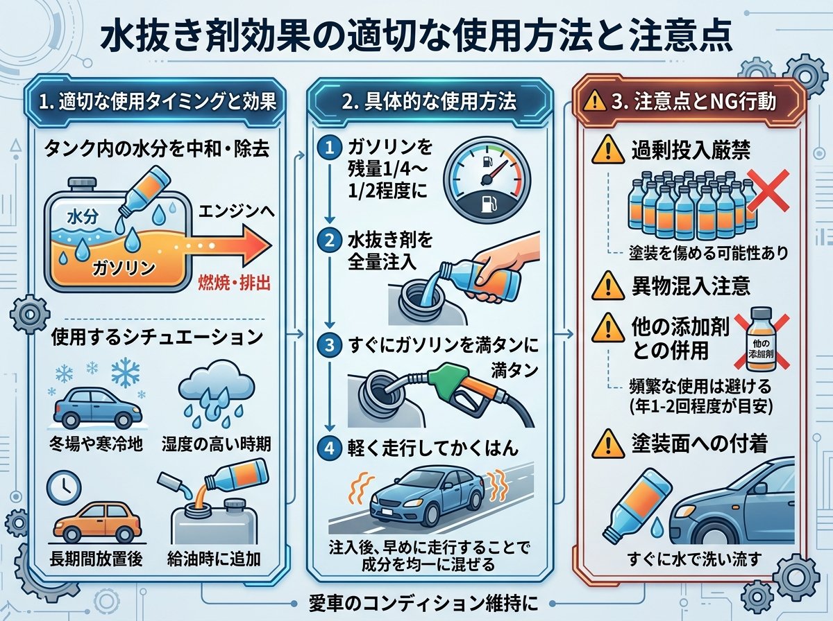 水抜き剤効果の適切な使用方法と注意点