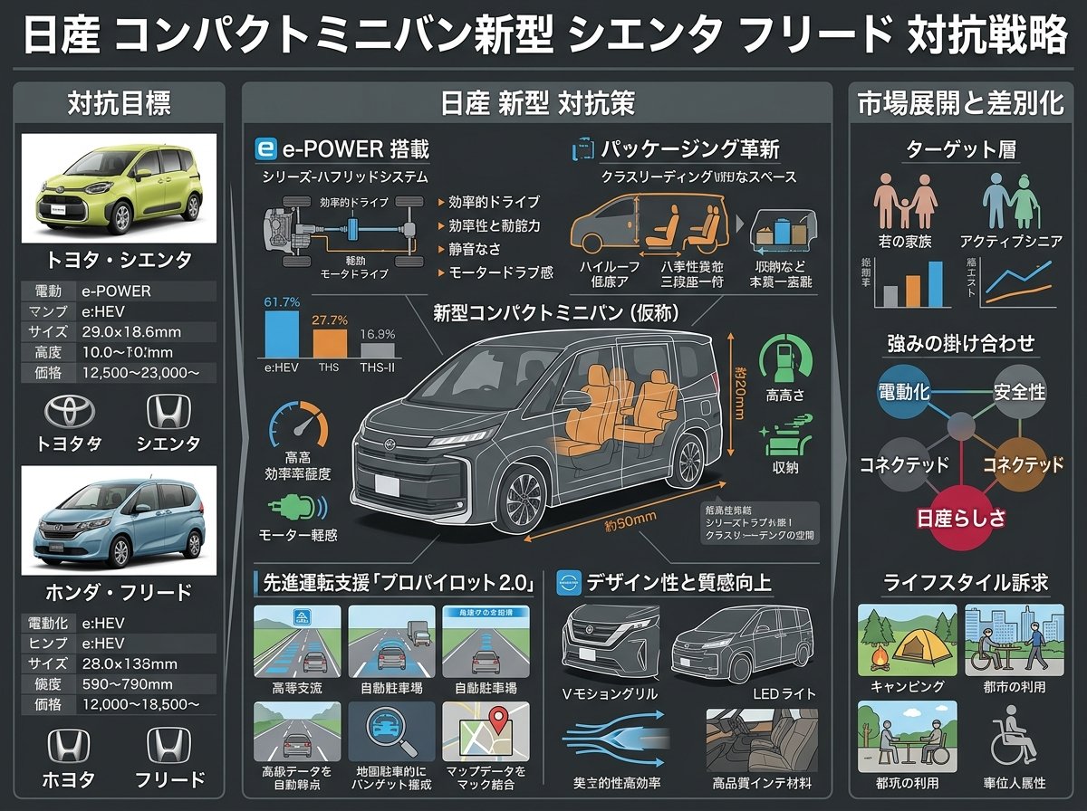 日産コンパクトミニバン新型シエンタフリード対抗戦略