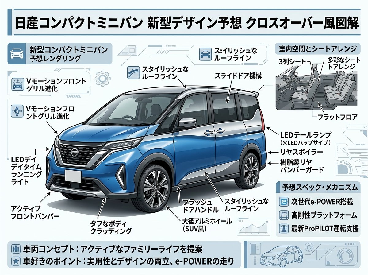 日産コンパクトミニバン新型デザイン予想クロスオーバー風