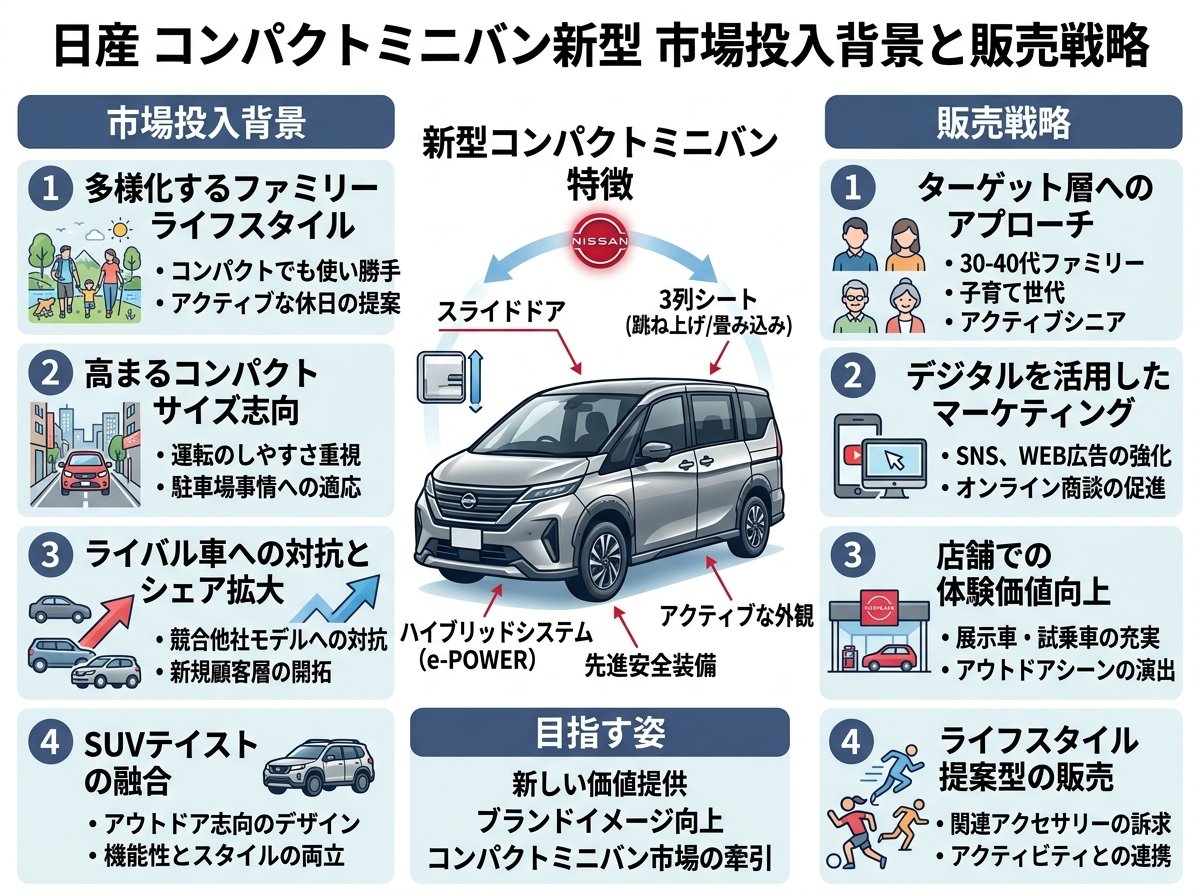 日産コンパクトミニバン新型市場投入背景と販売戦略