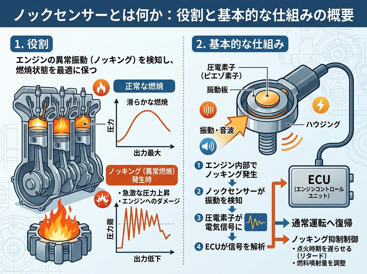 ノックセンサーとは何か：役割と基本的な仕組みの概要