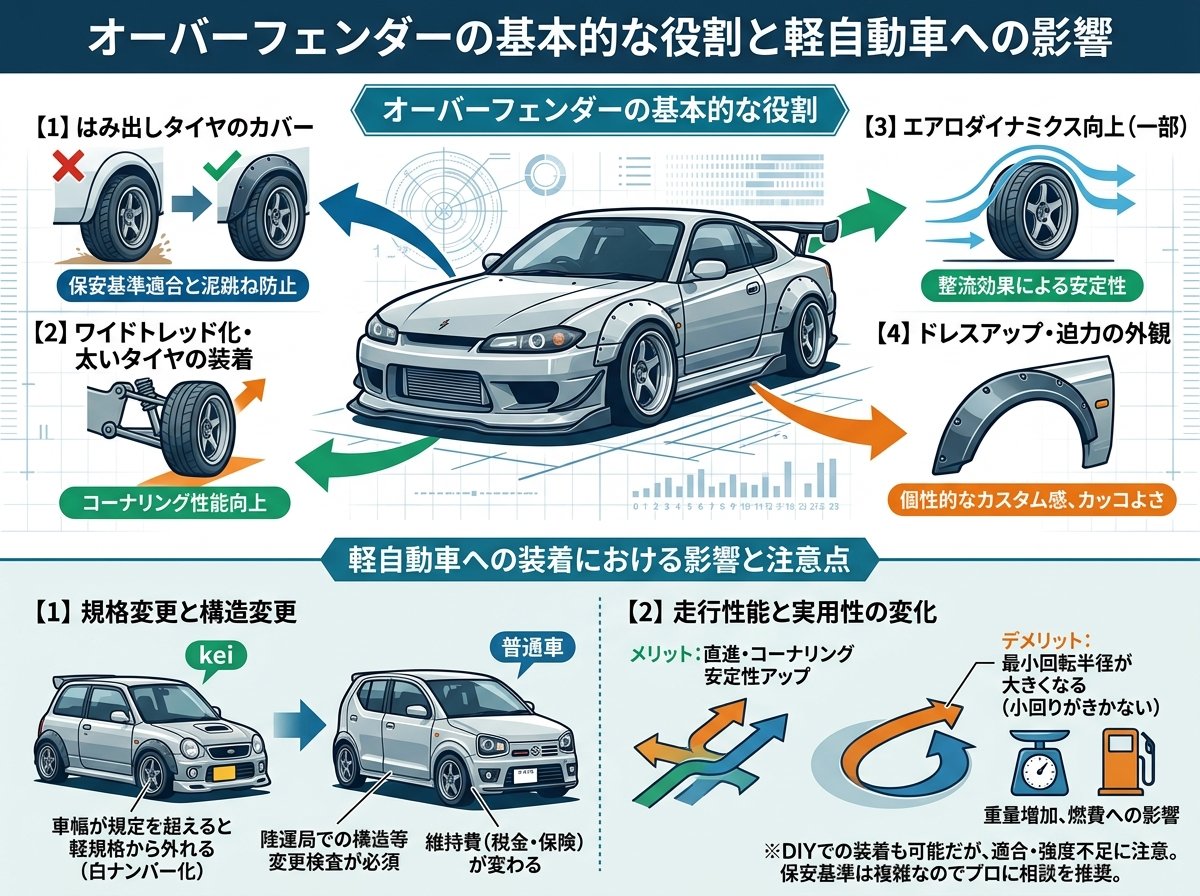オーバーフェンダーの基本的な役割と軽自動車への影響