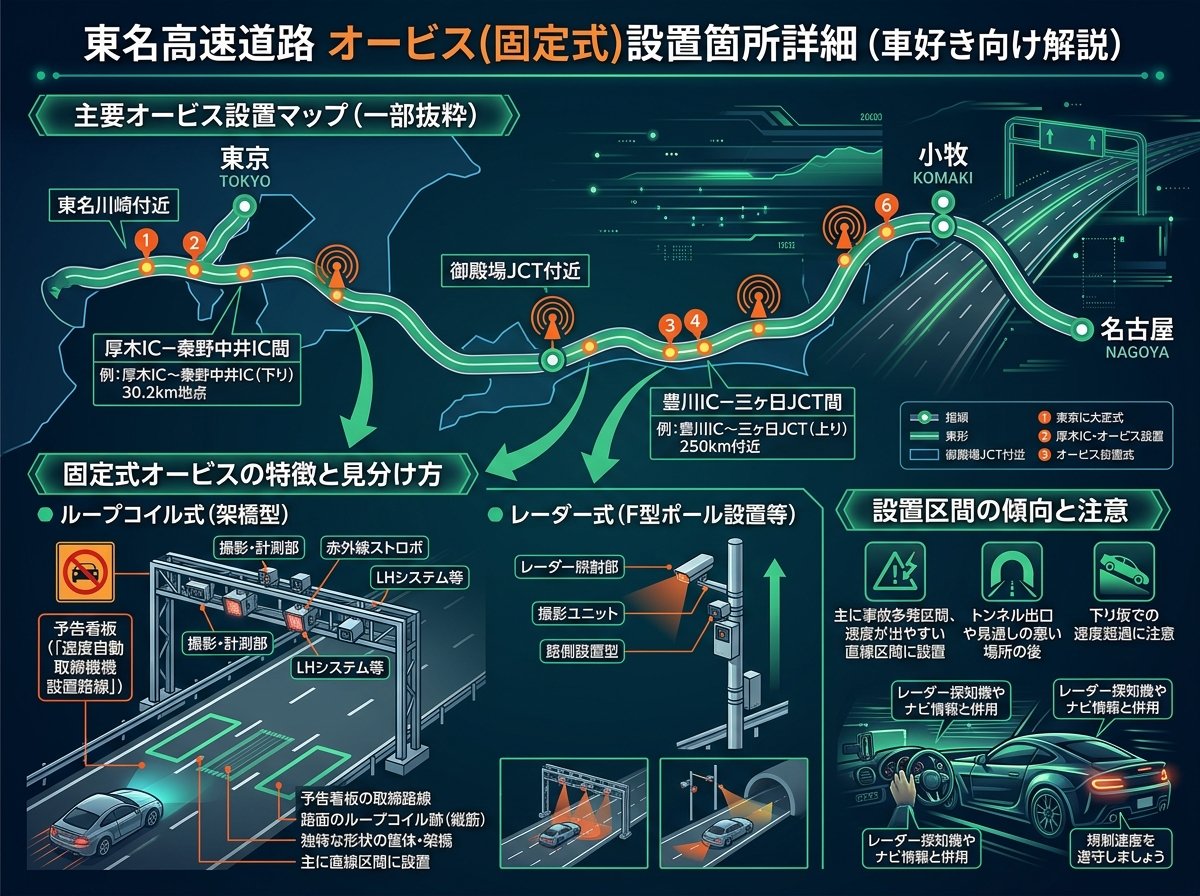 オービス東名高速道路の固定式設置箇所詳細