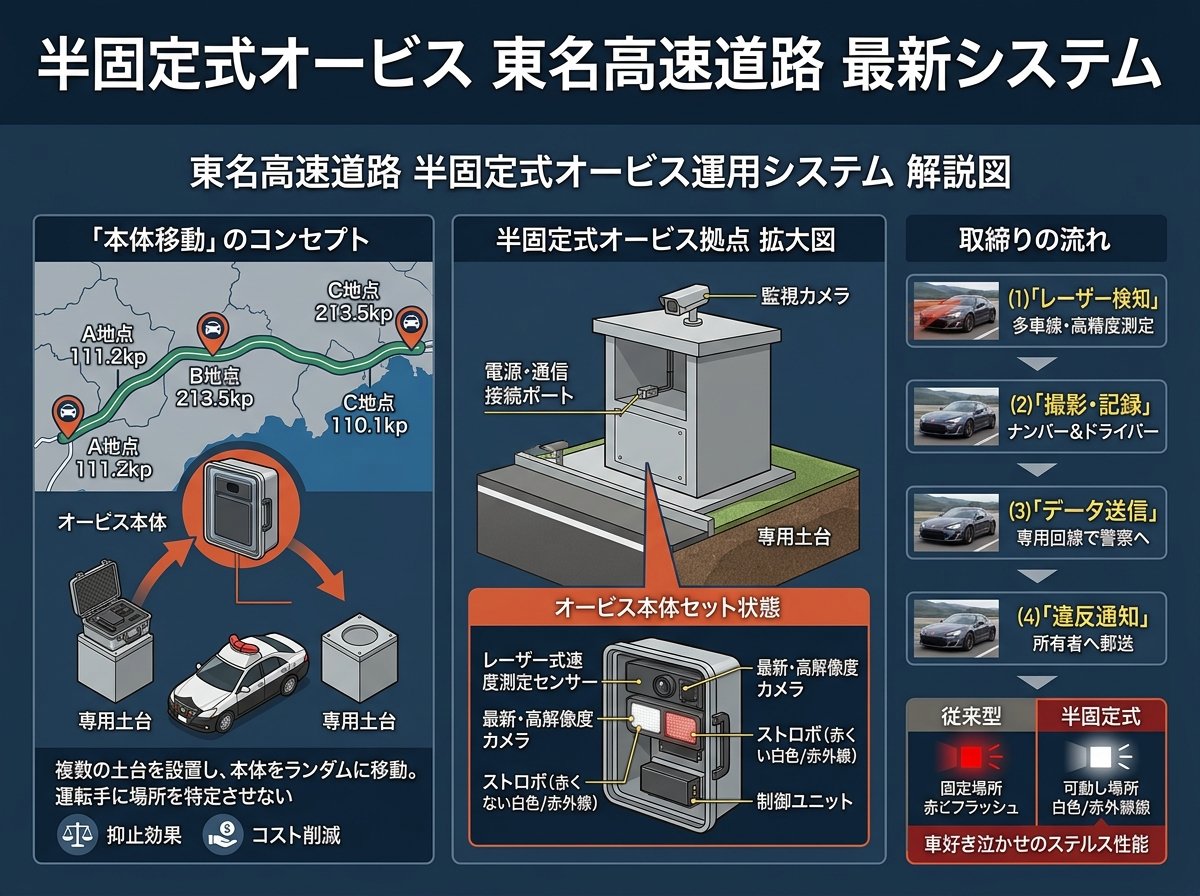 オービス東名高速道路の半固定式最新システム