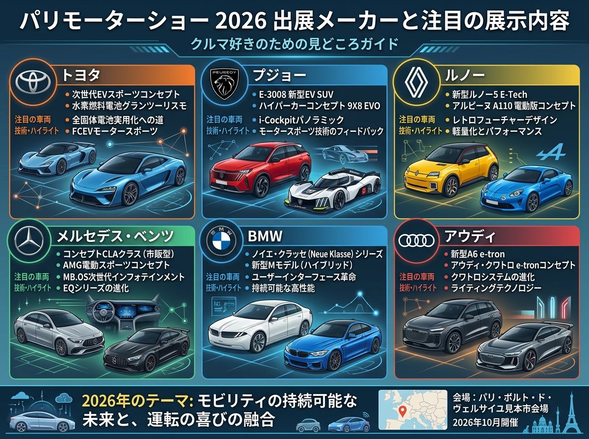 パリモーターショー 2026 の出展メーカーと注目の展示内容