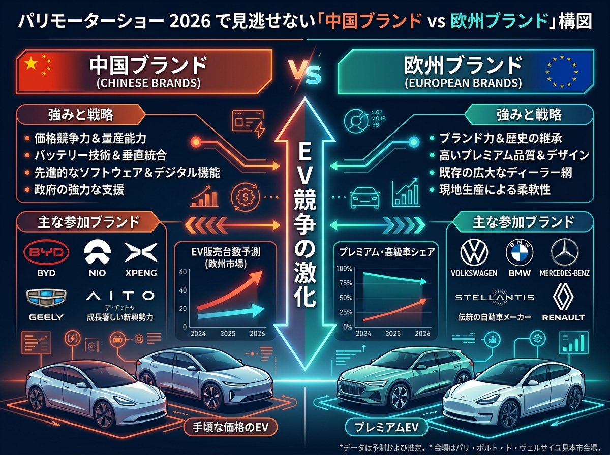 パリモーターショー 2026 で見逃せない「中国ブランド vs 欧州ブランド」構図