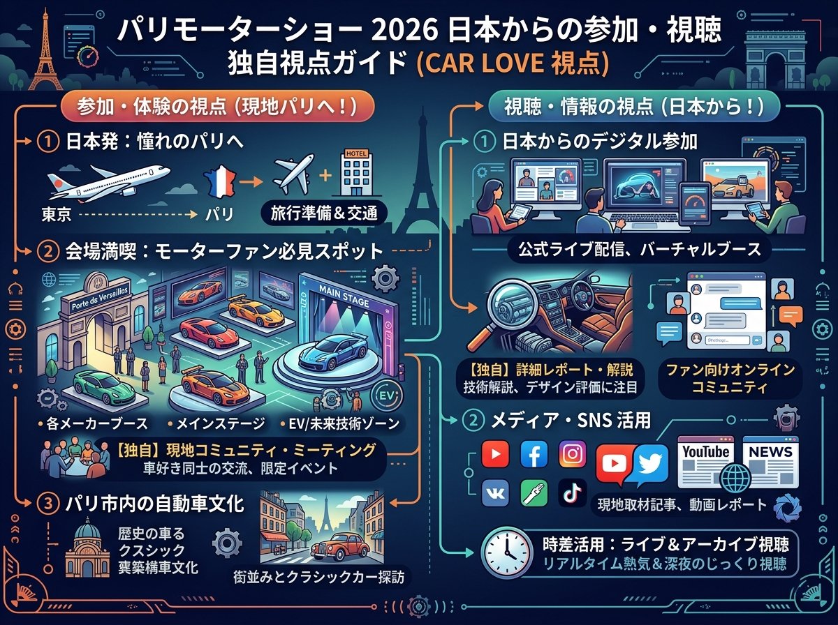 パリモーターショー 2026 に日本から参加・視聴するための独自視点ガイド