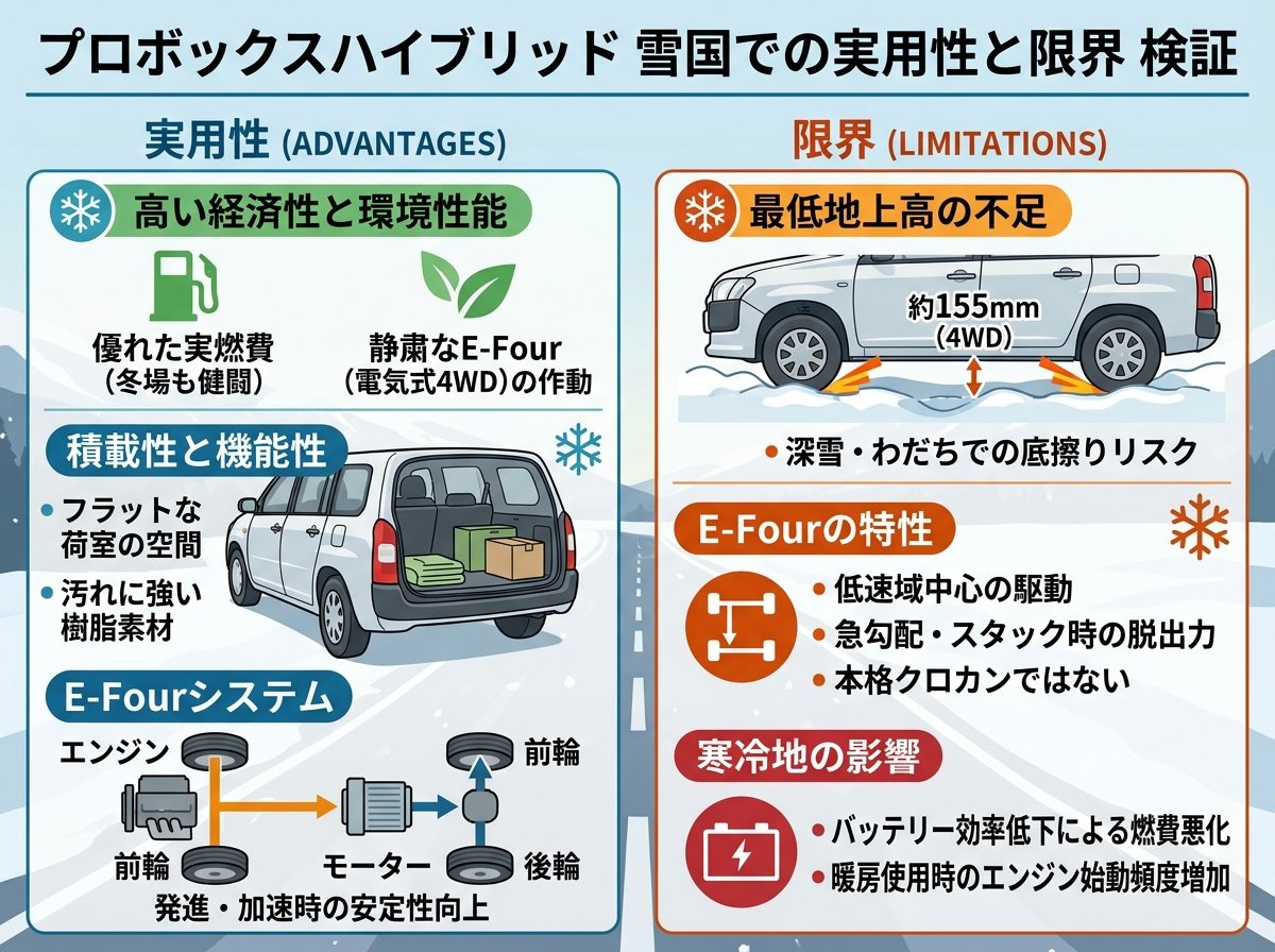 プロボックスハイブリッドの雪国での実用性と限界