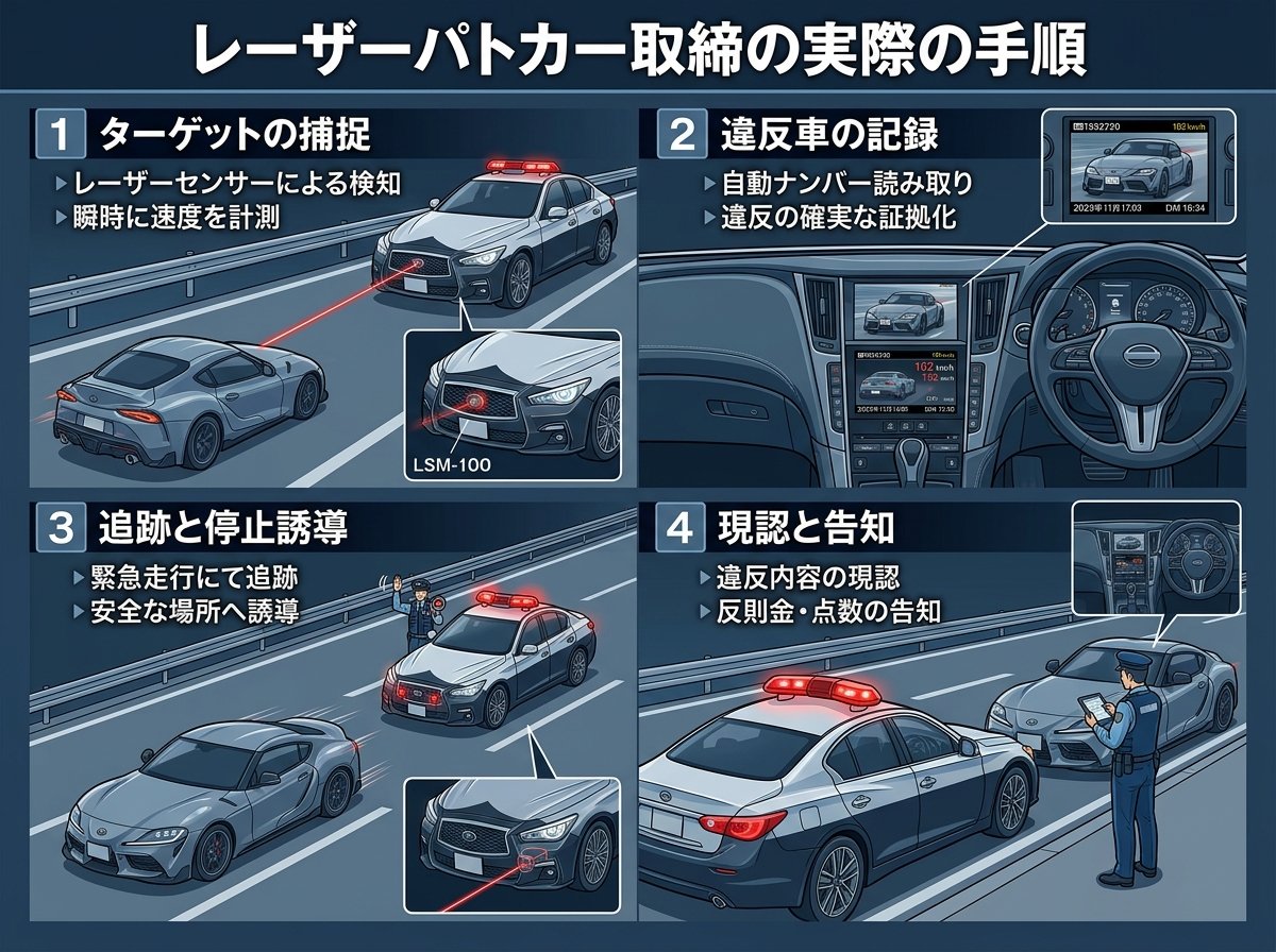 レーザーパトカー取締の実際の手順
