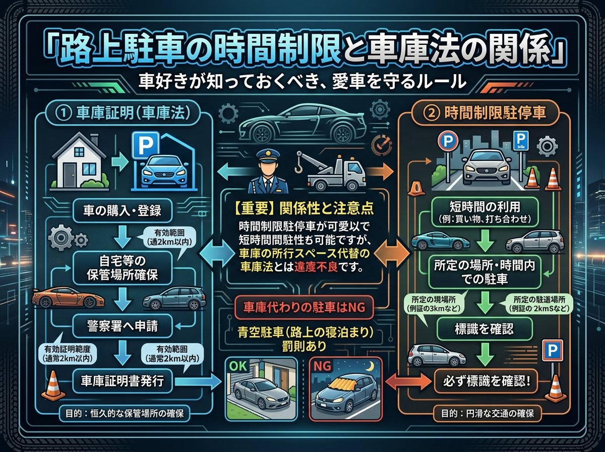 路上駐車の時間制限と車庫法の関係