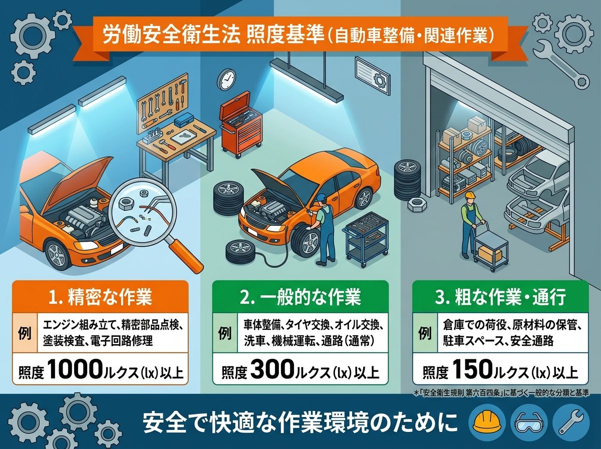 労働安全衛生法照度基準の具体的な数値