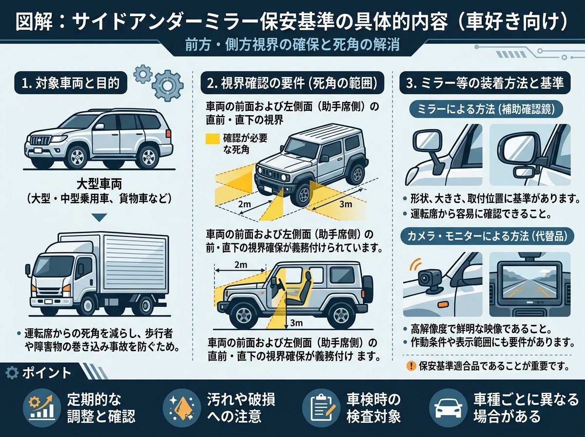 サイドアンダーミラー保安基準の具体的内容