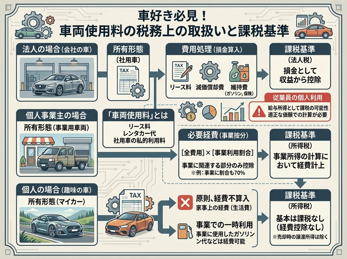 車両使用料の税務上の取扱いと課税基準