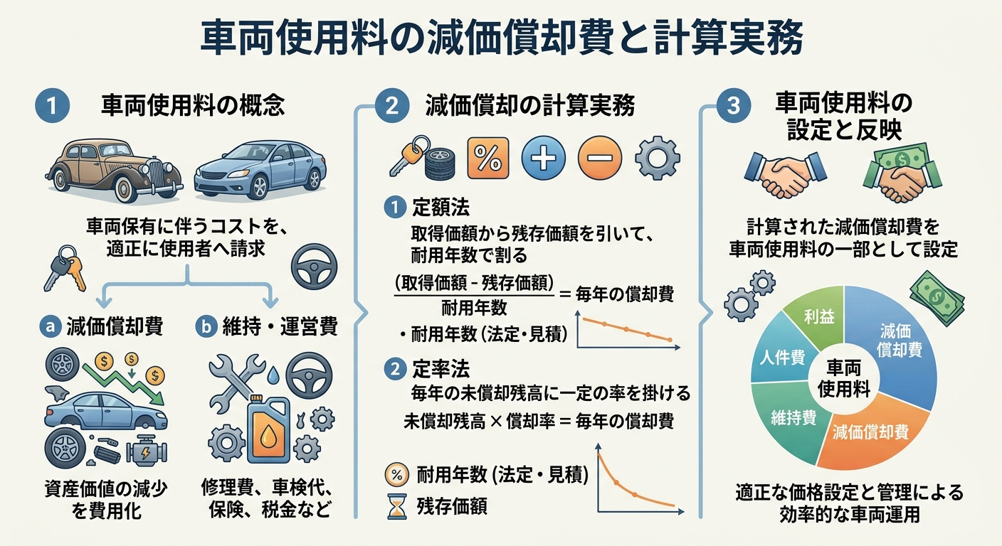 車両使用料の減価償却費と計算実務