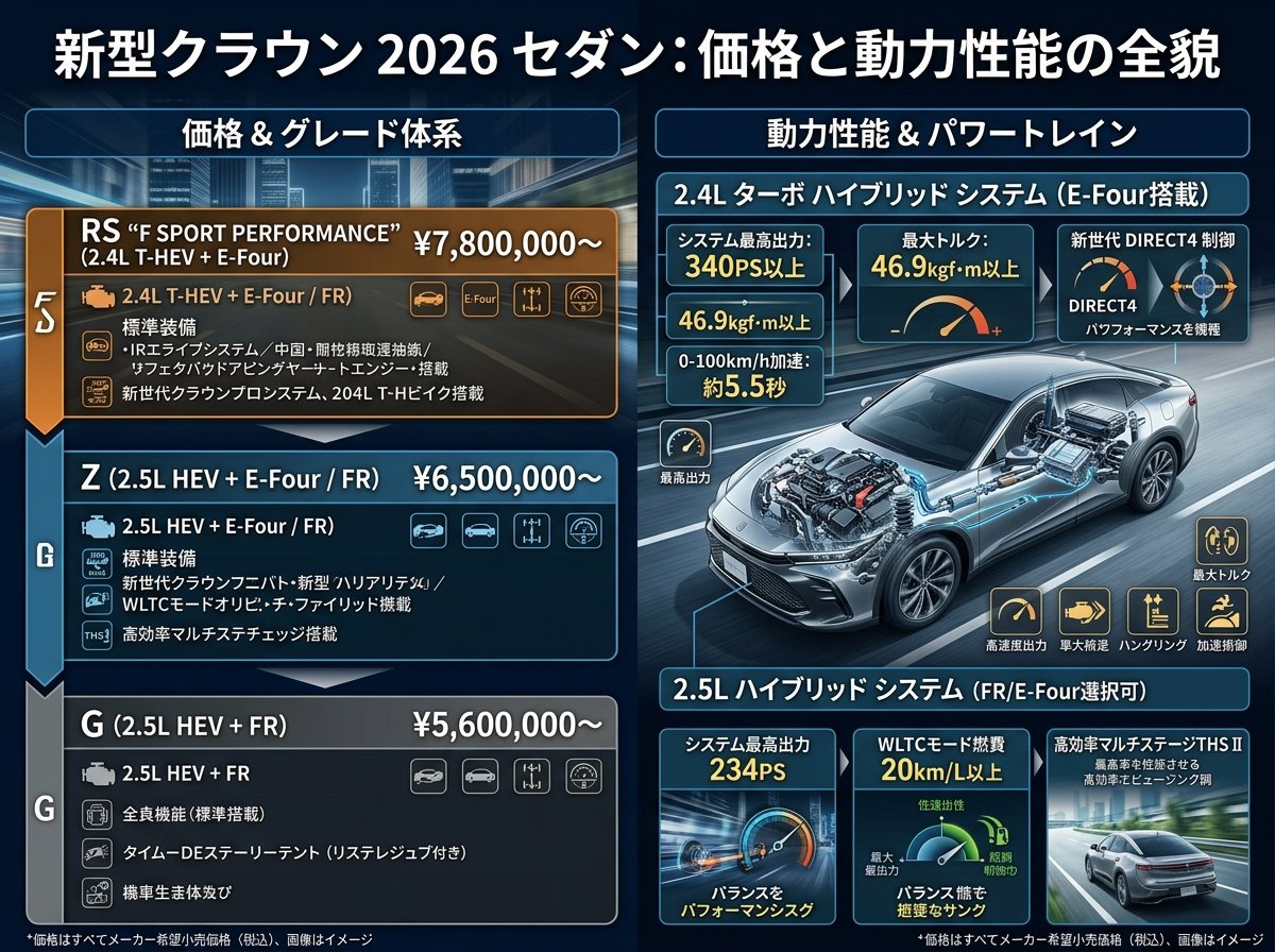新型クラウン2026セダンの値段と動力性能