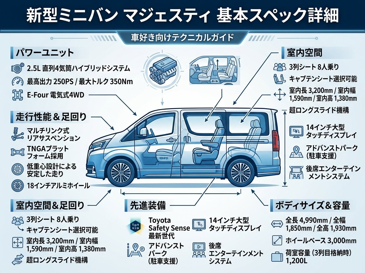 新型ミニバン マジェスティ 基本スペック詳細
