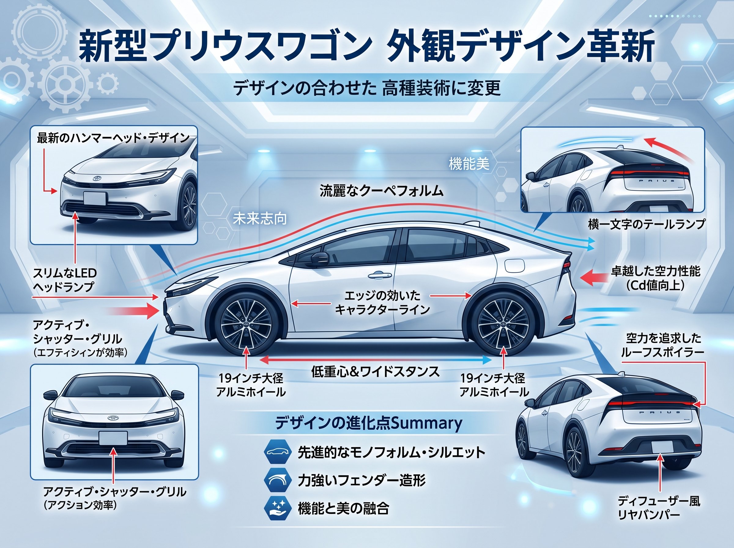 新型プリウスワゴンの外観デザイン革新
