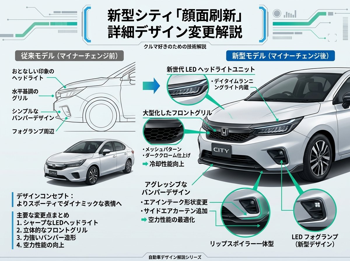 新型シティ顔面刷新の詳細デザイン変更