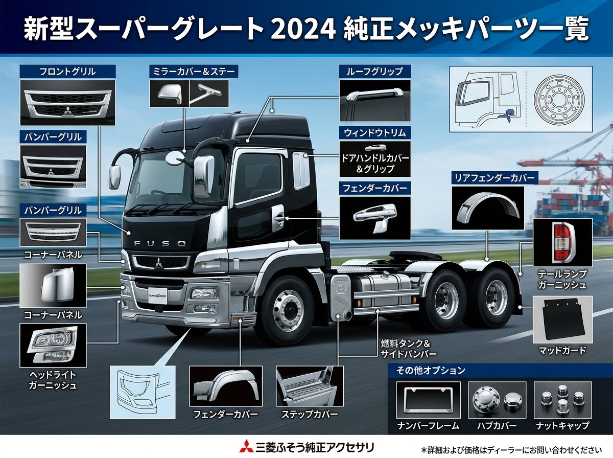新型スーパーグレート2024純正メッキパーツ一覧