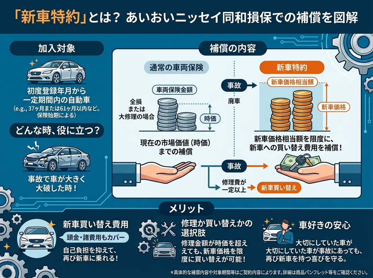 新車特約とはあいおいで何を補償する特約なのか